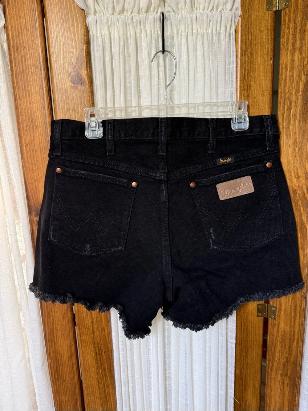 Wrangler Black Distressed Denim Shorts